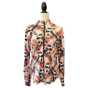 Tribal Sport Womens Orange Abstract UPF 50 Zip Up Athletic Top Women's M NWT